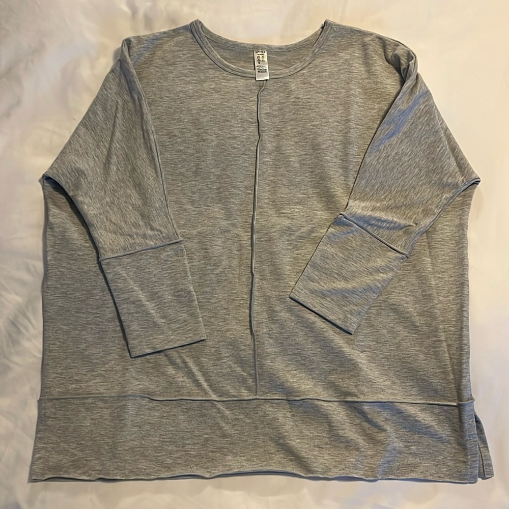 Spanx Dolman 3/4 Sleeve Top Gray Sz M